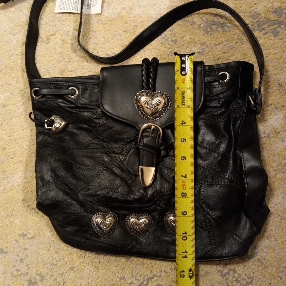Maxam Genuine Top Grain Lambskin Leather Purse Heart Design Black NWT - Picture 8 of 11